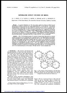 Mossbauer effect studies of beryl